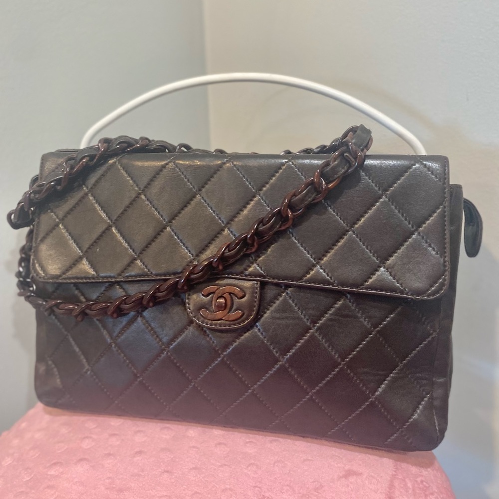 *Authentic* Vintage Chanel Rare Circa 80s Brown Lambskin Bag